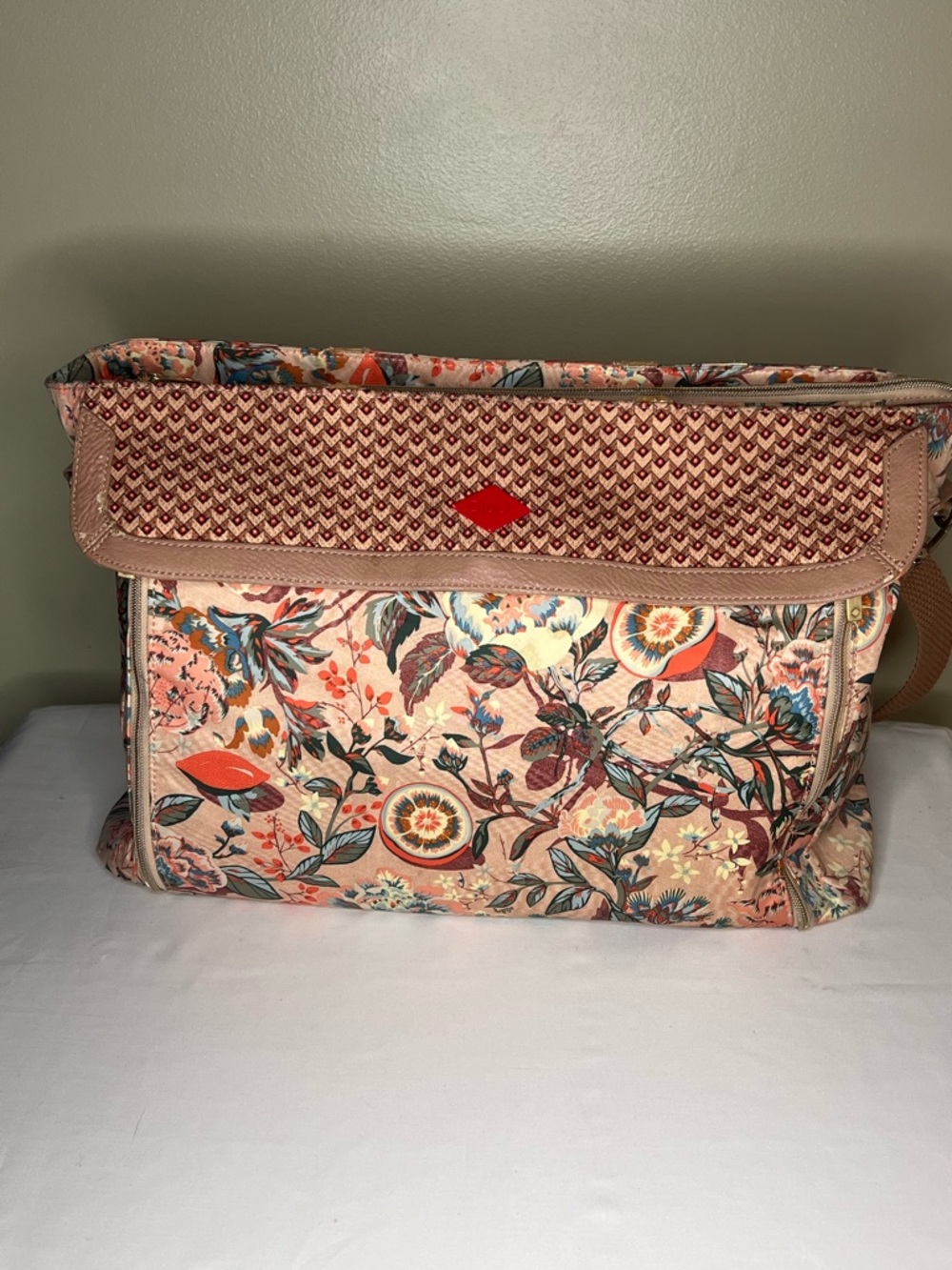 Oilily Pink and Brown Floral Crossbody Bag